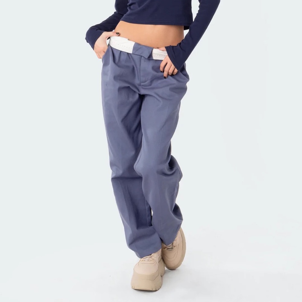 Edikted Folded wide leg chino pants XS blue
